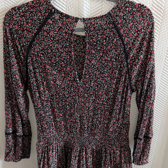 American Eagle Dark Floral mini dress smocked waist Medium Cottagecore Fall - Picture 13 of 15